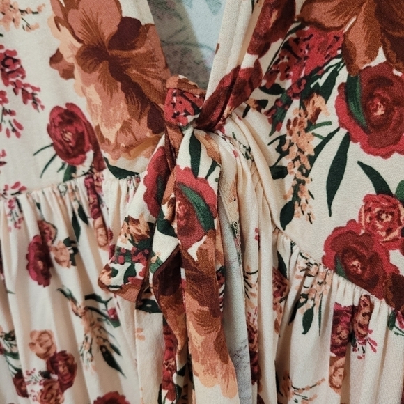 + Torrid peach floral tie front jersey knit baby doll jacket - Picture 9 of 11